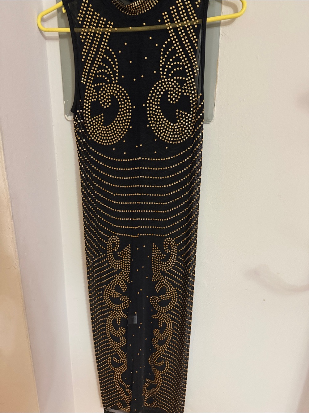Black Maxi Skirt with Gold Stud Detail